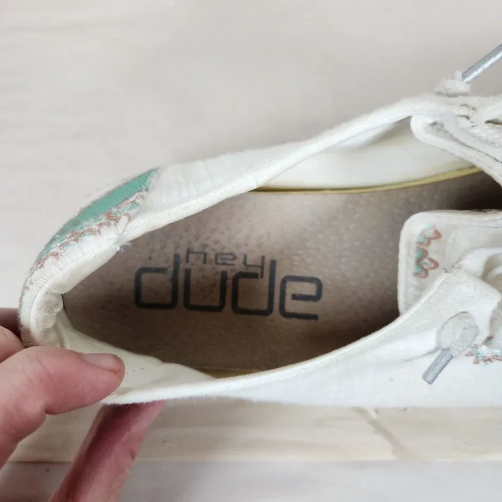 Hey Dude Wendy Flora Sunflower‎ white shoes Indian western embroidered 11